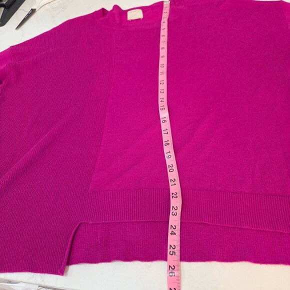 Kerisma Sweater Large Mercerized Wool Magenta Oversized Jagged Hem Cozy Preppy - Picture 11 of 11